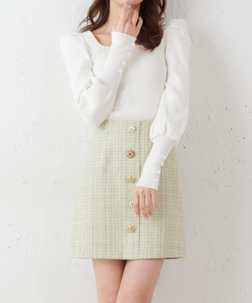 MIIA（ミーア）の「マトンスリーブニットトップス（ニット/セーター・レディース・ブラック/オフホワイト/ブルー・FREE）」の11枚目の写真