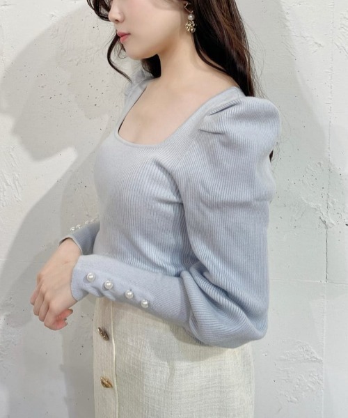 MIIA（ミーア）の「マトンスリーブニットトップス（ニット/セーター・レディース・ブラック/オフホワイト/ブルー・FREE）」の18枚目の写真