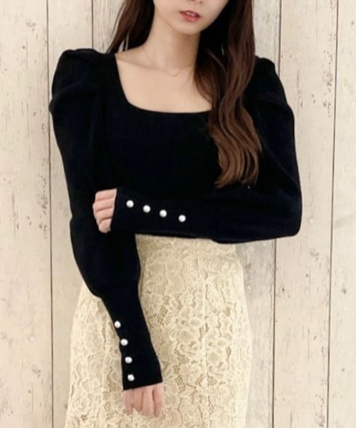 MIIA（ミーア）の「マトンスリーブニットトップス（ニット/セーター・レディース・ブラック/オフホワイト/ブルー・FREE）」の19枚目の写真