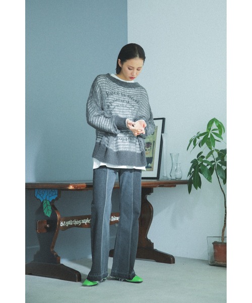 ROSE BUD(ローズバッド)の「<ブラックのみWEB限定カラー>シアーニット(ニット/セーター・レディース・ブルー/グリーン/ピンク/ブラック・ONE SIZE)」の11枚目の写真