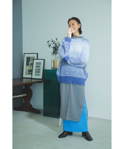 ROSE BUD(ローズバッド)の「<ブラックのみWEB限定カラー>シアーニット(ニット/セーター・レディース・ブルー/グリーン/ピンク/ブラック・ONE SIZE)」の6枚目の写真