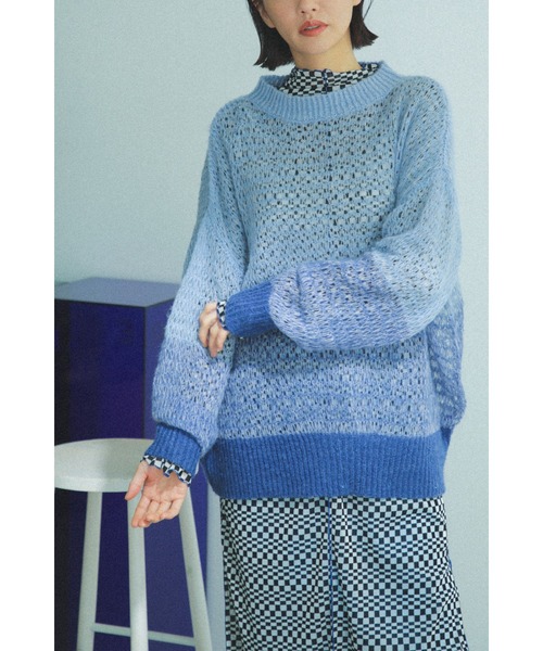 ROSE BUD(ローズバッド)の「<ブラックのみWEB限定カラー>シアーニット(ニット/セーター・レディース・ブルー/グリーン/ピンク/ブラック・ONE SIZE)」の8枚目の写真