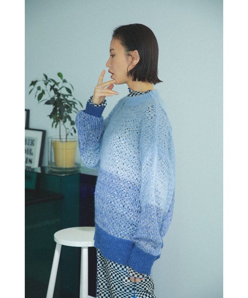 ROSE BUD(ローズバッド)の「<ブラックのみWEB限定カラー>シアーニット(ニット/セーター・レディース・ブルー/グリーン/ピンク/ブラック・ONE SIZE)」の17枚目の写真