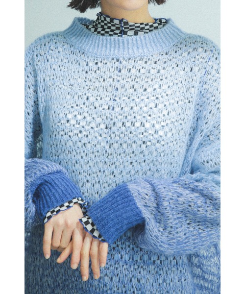 ROSE BUD(ローズバッド)の「<ブラックのみWEB限定カラー>シアーニット(ニット/セーター・レディース・ブルー/グリーン/ピンク/ブラック・ONE SIZE)」の16枚目の写真