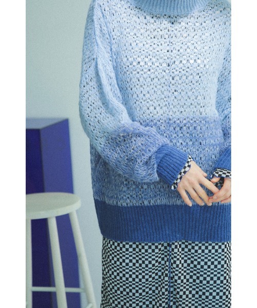 ROSE BUD(ローズバッド)の「<ブラックのみWEB限定カラー>シアーニット(ニット/セーター・レディース・ブルー/グリーン/ピンク/ブラック・ONE SIZE)」の10枚目の写真