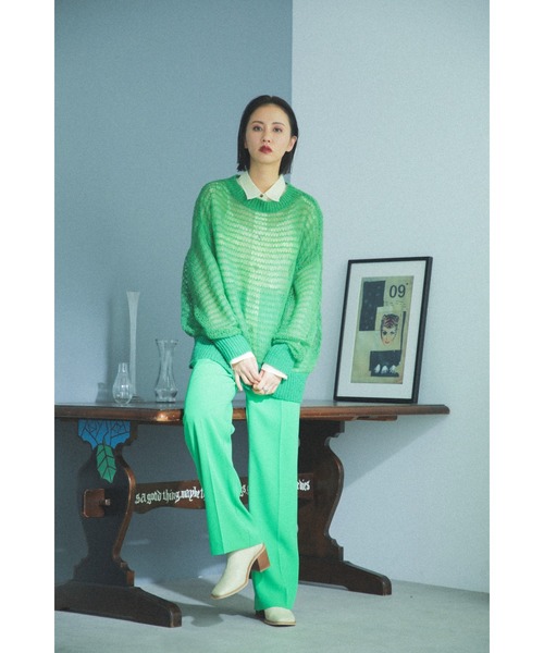 ROSE BUD(ローズバッド)の「<ブラックのみWEB限定カラー>シアーニット(ニット/セーター・レディース・ブルー/グリーン/ピンク/ブラック・ONE SIZE)」の13枚目の写真