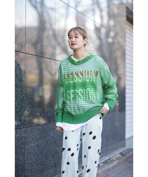 ROSE BUD(ローズバッド)の「<ブラックのみWEB限定カラー>シアーニット(ニット/セーター・レディース・ブルー/グリーン/ピンク/ブラック・ONE SIZE)」の19枚目の写真