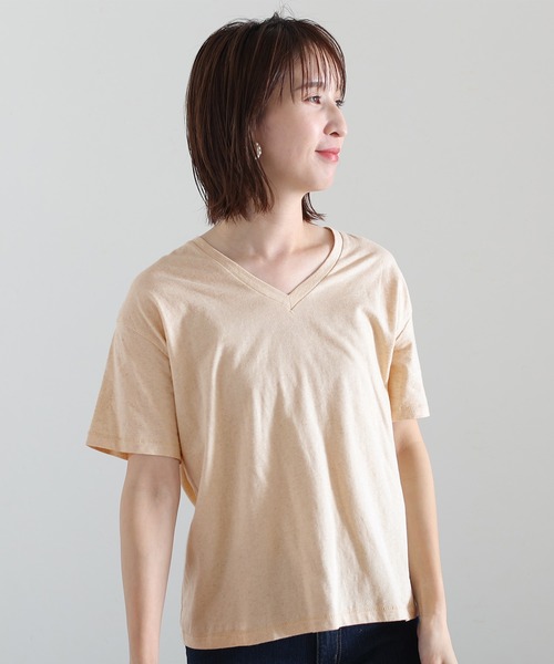 ElegChic（エレグシック）の「コットンリネンVネックTシャツ（Tシャツ/カットソー・レディース・ブラウン/ベージュ/カーキ・XXL/4L/L）」の8枚目の写真