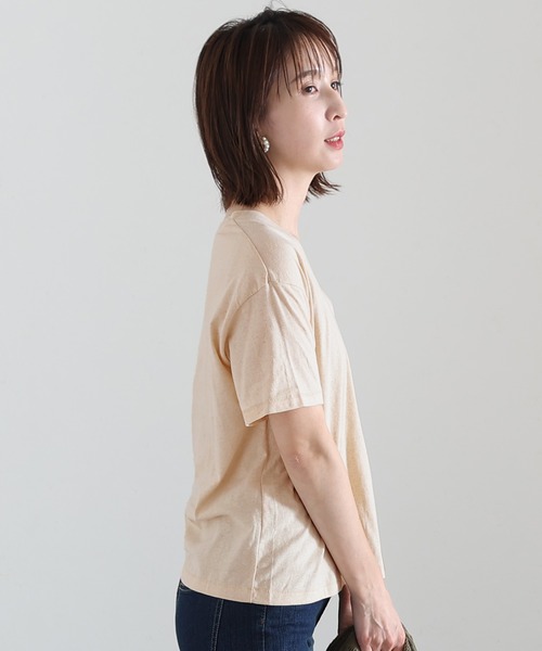 ElegChic（エレグシック）の「コットンリネンVネックTシャツ（Tシャツ/カットソー・レディース・ブラウン/ベージュ/カーキ・XXL/4L/L）」の9枚目の写真