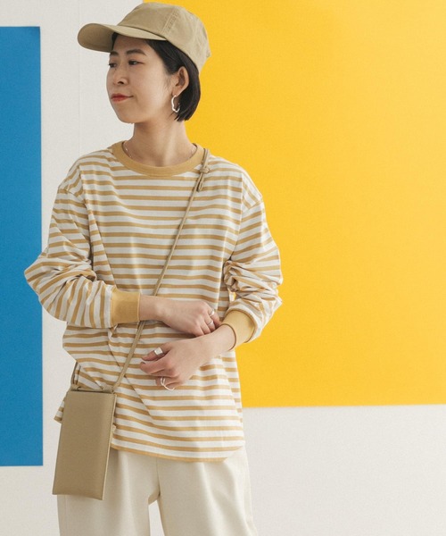 FORK&SPOON（フォークアンドスプーン）の「FORK&SPOON　ボーダーロングスリーブTシャツ（Tシャツ/カットソー・レディース・グレー系その他/ブルー系その他/イエロー系その他・1/2）」の3枚目の写真