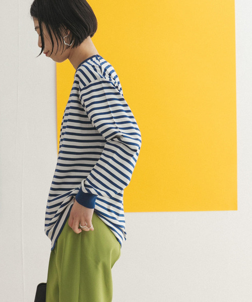 FORK&SPOON（フォークアンドスプーン）の「FORK&SPOON　ボーダーロングスリーブTシャツ（Tシャツ/カットソー・レディース・グレー系その他/ブルー系その他/イエロー系その他・1/2）」の22枚目の写真