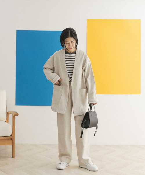 FORK&SPOON（フォークアンドスプーン）の「FORK&SPOON　ボーダーロングスリーブTシャツ（Tシャツ/カットソー・レディース・グレー系その他/ブルー系その他/イエロー系その他・1/2）」の4枚目の写真