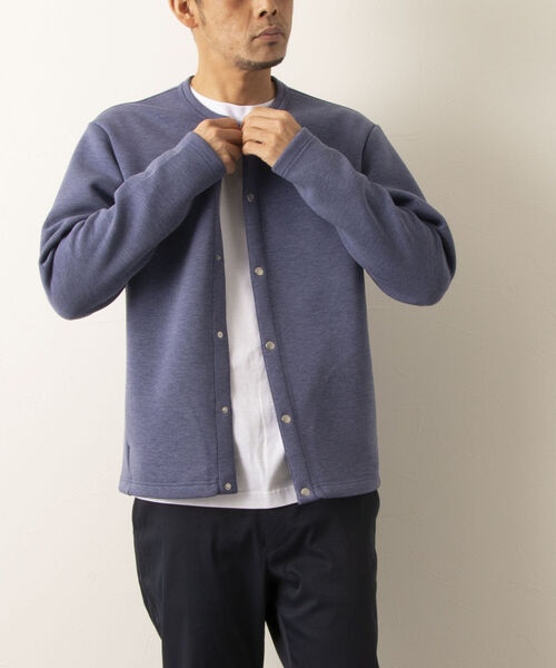 NOLLEY'S goodman（ノーリーズグッドマン）の「スナップボタン丸首カーディガン ブルゾン ダンボールニット（カーディガン/ボレロ・メンズ・ライトブルー/チャコールグレー/ネイビー・MEDIUM/LARGE）」の7枚目の写真