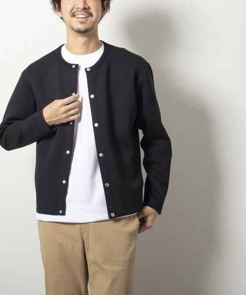 NOLLEY'S goodman（ノーリーズグッドマン）の「スナップボタン丸首カーディガン ブルゾン ダンボールニット（カーディガン/ボレロ・メンズ・ライトブルー/チャコールグレー/ネイビー・MEDIUM/LARGE）」の14枚目の写真