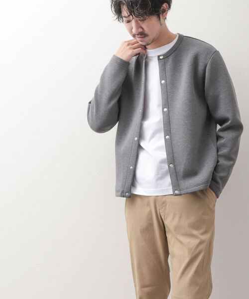 NOLLEY'S goodman（ノーリーズグッドマン）の「スナップボタン丸首カーディガン ブルゾン ダンボールニット（カーディガン/ボレロ・メンズ・ライトブルー/チャコールグレー/ネイビー・MEDIUM/LARGE）」の9枚目の写真
