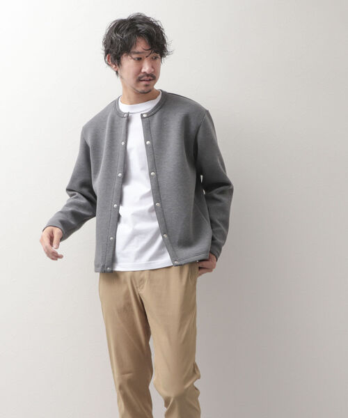 NOLLEY'S goodman（ノーリーズグッドマン）の「スナップボタン丸首カーディガン ブルゾン ダンボールニット（カーディガン/ボレロ・メンズ・ライトブルー/チャコールグレー/ネイビー・MEDIUM/LARGE）」の12枚目の写真