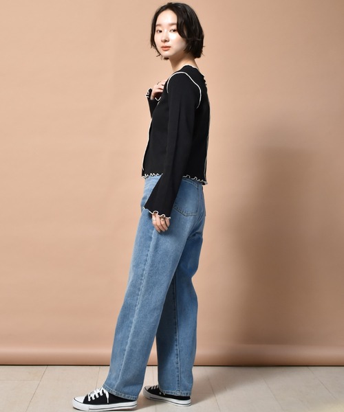 RETRO GIRL（レトロガール）の「配色メロウワッフル2WAYTee（Tシャツ/カットソー・レディース・ブラック/オフホワイト/イエロー/グリーン・FREE）」の22枚目の写真