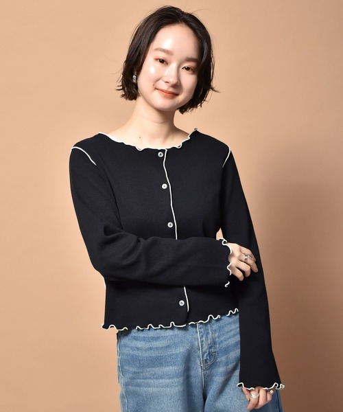 RETRO GIRL（レトロガール）の「配色メロウワッフル2WAYTee（Tシャツ/カットソー・レディース・ブラック/オフホワイト/イエロー/グリーン・FREE）」の20枚目の写真