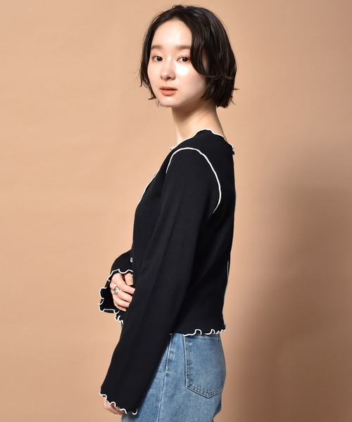 RETRO GIRL（レトロガール）の「配色メロウワッフル2WAYTee（Tシャツ/カットソー・レディース・ブラック/オフホワイト/イエロー/グリーン・FREE）」の16枚目の写真