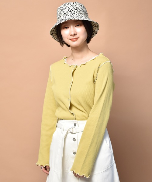 RETRO GIRL（レトロガール）の「配色メロウワッフル2WAYTee（Tシャツ/カットソー・レディース・ブラック/オフホワイト/イエロー/グリーン・FREE）」の8枚目の写真