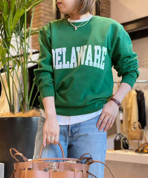 GOOD ROCK SPEED(グッドロックスピード)の「別注【GOOD ROCK SPEED】XL’ESSAGE college sweat P/O:スウェット◆(スウェット・レディース・ホワイト/グリーン・FREE)」の1枚目の写真