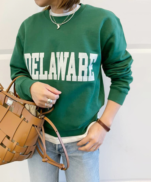 GOOD ROCK SPEED(グッドロックスピード)の「別注【GOOD ROCK SPEED】XL’ESSAGE college sweat P/O:スウェット◆(スウェット・レディース・ホワイト/グリーン・FREE)」の15枚目の写真