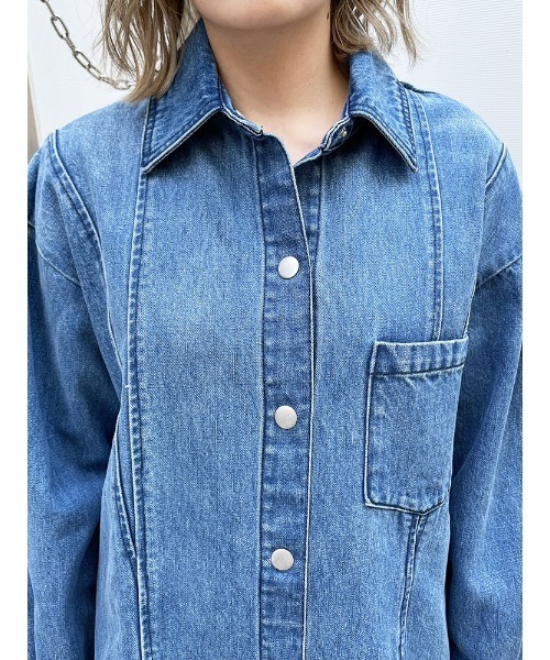ENVYM（アンビー）の「ＤＥＮＩＭシャツＯＰ（ワンピース・レディース・ブラック/ブルー・FREE）」の11枚目の写真
