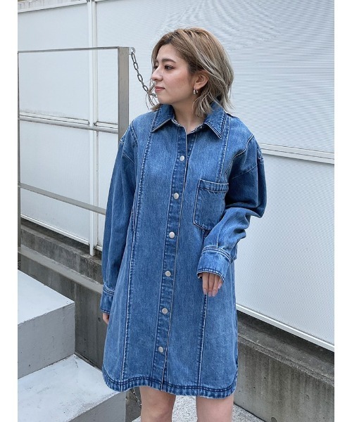 ENVYM（アンビー）の「ＤＥＮＩＭシャツＯＰ（ワンピース・レディース・ブラック/ブルー・FREE）」の17枚目の写真