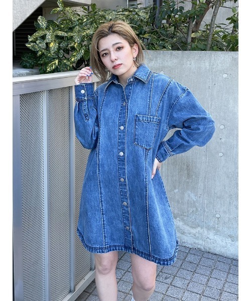 ENVYM（アンビー）の「ＤＥＮＩＭシャツＯＰ（ワンピース・レディース・ブラック/ブルー・FREE）」の19枚目の写真