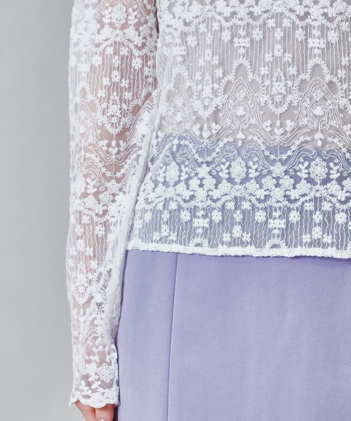 acro（アクロ）の「総レースハイネックシアーブラウス/AC1344（シャツ/ブラウス・レディース・ホワイト/アイボリー・ﾌﾘ-）」の8枚目の写真