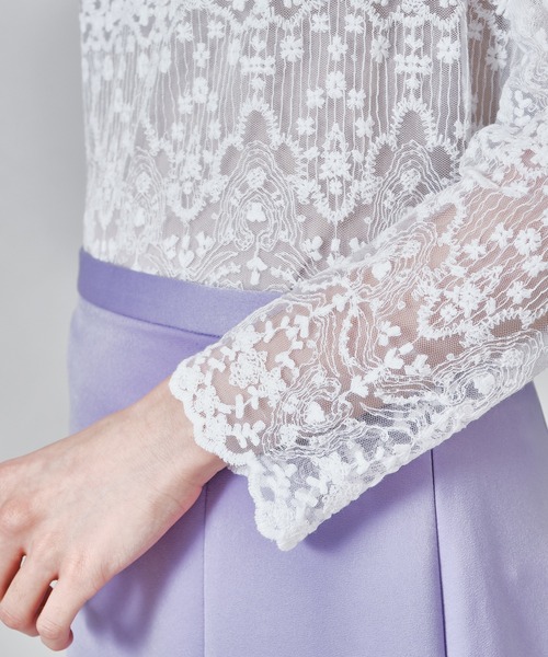 acro（アクロ）の「総レースハイネックシアーブラウス/AC1344（シャツ/ブラウス・レディース・ホワイト/アイボリー・ﾌﾘ-）」の10枚目の写真