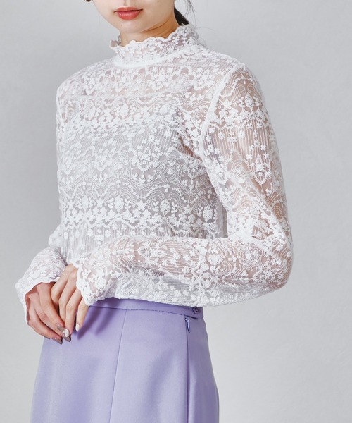 acro（アクロ）の「総レースハイネックシアーブラウス/AC1344（シャツ/ブラウス・レディース・ホワイト/アイボリー・ﾌﾘ-）」の11枚目の写真