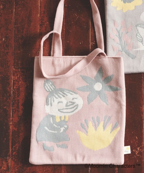 studio CLIP(スタディオクリップ)の「ジャガードニットトートバッグ〔MOOMINコラボ〕(エコバッグ/サブバッグ・レディース・グレー/ピンク/ベージュ・FREE)」の1枚目の写真