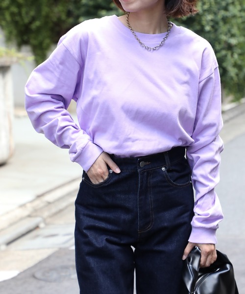 Printstar(プリントスター)の「厚すぎず軽すぎない、ちょうどいいロンT【Printstar】ヘビーウェイトロングスリーブTシャツ リブ付き ロンT 長袖Tシャツ 無地 オーバーサイズ ユニセックス 00110(Tシャツ/カットソー・レディース・ホワイト/ブラック/パープル/グレー/オリーブ/ブルー/アイボリー/ピンク/ブラウン/バーガンディー/スミクロ/キャメル/ネイビー・S/M/L/XL/2XL)」の10枚目の写真