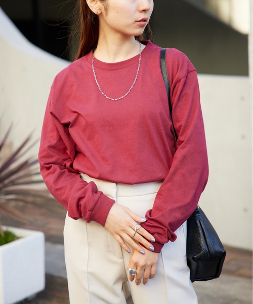 Printstar(プリントスター)の「厚すぎず軽すぎない、ちょうどいいロンT【Printstar】ヘビーウェイトロングスリーブTシャツ リブ付き ロンT 長袖Tシャツ 無地 オーバーサイズ ユニセックス 00110(Tシャツ/カットソー・レディース・ホワイト/ブラック/パープル/グレー/オリーブ/ブルー/アイボリー/ピンク/ブラウン/バーガンディー/スミクロ/キャメル/ネイビー・S/M/L/XL/2XL)」の13枚目の写真