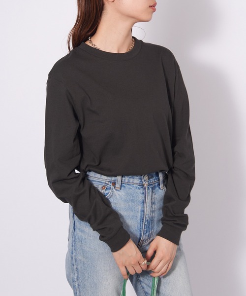 Printstar(プリントスター)の「厚すぎず軽すぎない、ちょうどいいロンT【Printstar】ヘビーウェイトロングスリーブTシャツ リブ付き ロンT 長袖Tシャツ 無地 オーバーサイズ ユニセックス 00110(Tシャツ/カットソー・レディース・ホワイト/ブラック/パープル/グレー/オリーブ/ブルー/アイボリー/ピンク/ブラウン/バーガンディー/スミクロ/キャメル/ネイビー・S/M/L/XL/2XL)」の4枚目の写真