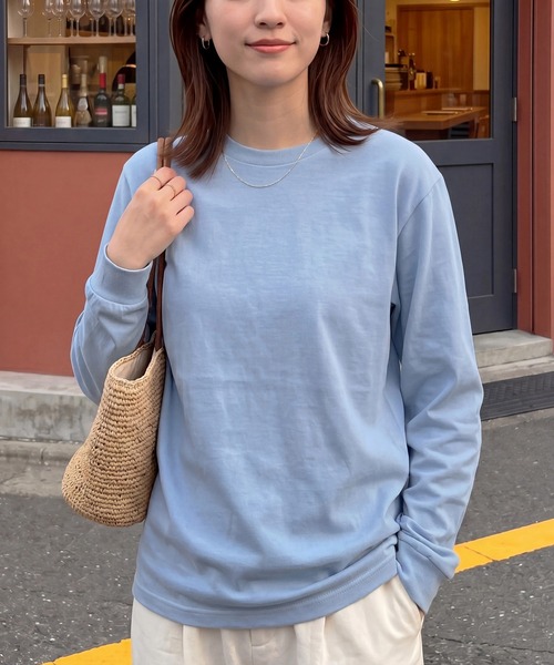 Printstar(プリントスター)の「厚すぎず軽すぎない、ちょうどいいロンT【Printstar】ヘビーウェイトロングスリーブTシャツ リブ付き ロンT 長袖Tシャツ 無地 オーバーサイズ ユニセックス 00110(Tシャツ/カットソー・レディース・ホワイト/ブラック/パープル/グレー/オリーブ/ブルー/アイボリー/ピンク/ブラウン/バーガンディー/スミクロ/キャメル/ネイビー/ダークグリーン/グレイッシュブルー・S/M/L/XL/2XL)」の11枚目の写真