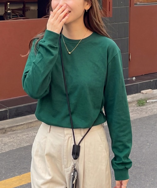 Printstar(プリントスター)の「厚すぎず軽すぎない、ちょうどいいロンT【Printstar】ヘビーウェイトロングスリーブTシャツ リブ付き ロンT 長袖Tシャツ 無地 オーバーサイズ ユニセックス 00110(Tシャツ/カットソー・レディース・ホワイト/ブラック/パープル/グレー/オリーブ/ブルー/アイボリー/ピンク/ブラウン/バーガンディー/スミクロ/キャメル/ネイビー/ダークグリーン/グレイッシュブルー・S/M/L/XL/2XL)」の7枚目の写真