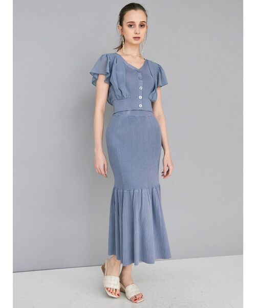 MERCURYDUO（マーキュリーデュオ）の「異素材ドッキングリブニットセットアップ（ワンピース・レディース・ブラック/ピンク/ブルー/アイボリー・FREE）」の12枚目の写真