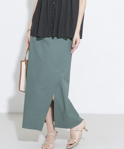 URBAN RESEARCH ROSSO（アーバンリサーチロッソ）の「リネンスリットスカート（スカート・レディース・ベージュ/グリーン系その他/オレンジ・38/36）」の2枚目の写真