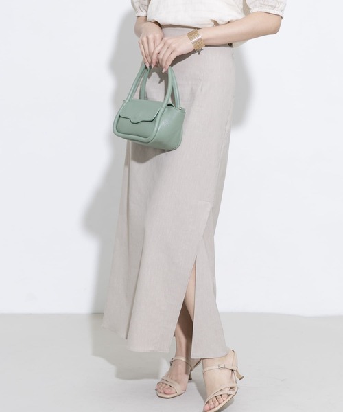 URBAN RESEARCH ROSSO（アーバンリサーチロッソ）の「リネンスリットスカート（スカート・レディース・ベージュ/グリーン系その他/オレンジ・38/36）」の4枚目の写真