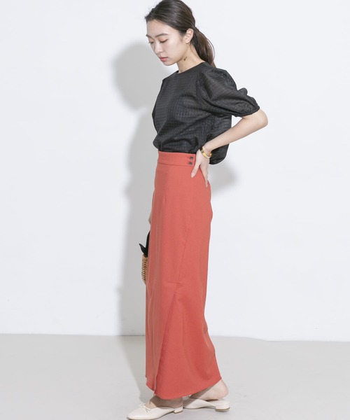 URBAN RESEARCH ROSSO（アーバンリサーチロッソ）の「リネンスリットスカート（スカート・レディース・ベージュ/グリーン系その他/オレンジ・38/36）」の16枚目の写真