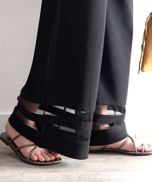 classicalelf（クラシカルエルフ）の「最旬の裾コンシャス。裾切替えシアー素材ワイドパンツ（その他パンツ・レディース・ブラック・SMALL/MEDIUM/LARGE/X-LARGE）」の8枚目の写真