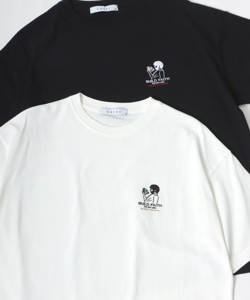 Lazar(ラザル)の「Uncle Beard ビッグシルエット ワンポイント刺繍 Tシャツ(Tシャツ/カットソー・メンズ・ホワイト/ブラック/ダークグリーン/ベージュ/ホワイト系その他/ブラック系その他/ベージュ系その他/ブルー系その他・LL/M/L)」の4枚目の写真