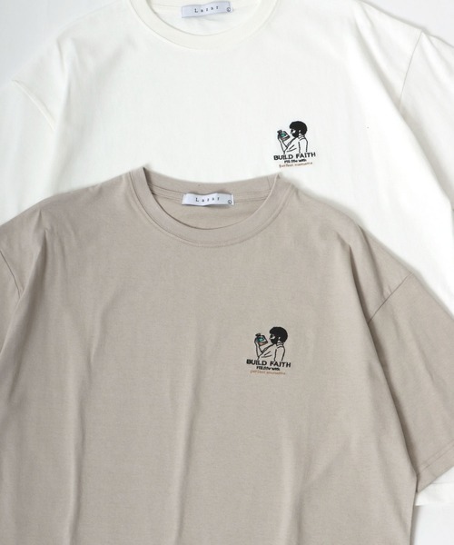 Lazar(ラザル)の「Uncle Beard ビッグシルエット ワンポイント刺繍 Tシャツ(Tシャツ/カットソー・メンズ・ホワイト/ブラック/ダークグリーン/ベージュ/ホワイト系その他/ブラック系その他/ベージュ系その他/ブルー系その他・LL/M/L)」の1枚目の写真