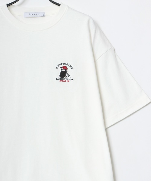 Lazar(ラザル)の「Uncle Beard ビッグシルエット ワンポイント刺繍 Tシャツ(Tシャツ/カットソー・メンズ・ホワイト/ブラック/ダークグリーン/ベージュ/ホワイト系その他/ブラック系その他/ベージュ系その他/ブルー系その他・LL/M/L)」の12枚目の写真