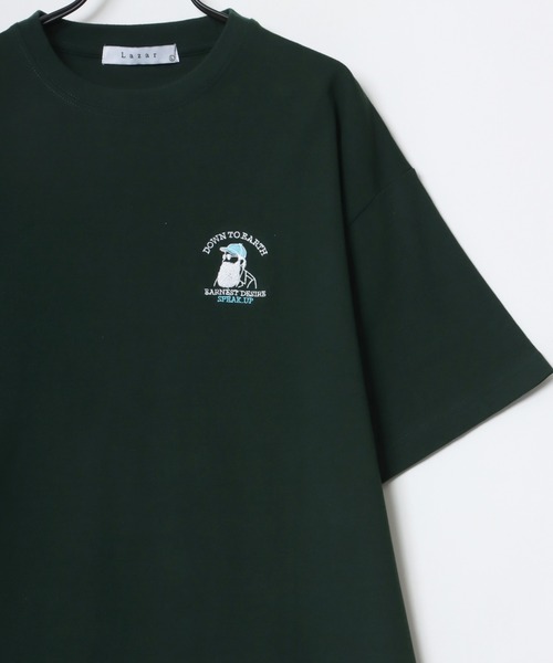 Lazar(ラザル)の「Uncle Beard ビッグシルエット ワンポイント刺繍 Tシャツ(Tシャツ/カットソー・メンズ・ホワイト/ブラック/ダークグリーン/ベージュ/ホワイト系その他/ブラック系その他/ベージュ系その他/ブルー系その他・LL/M/L)」の13枚目の写真