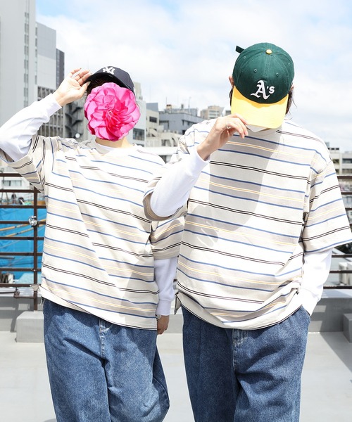 8(eight)(エイト)の「レトロボーダー半袖Tシャツ(Tシャツ/カットソー・メンズ・オフホワイト/グリーン/ブラック/グレー/マスタード・LARGE/MEDIUM)」の3枚目の写真
