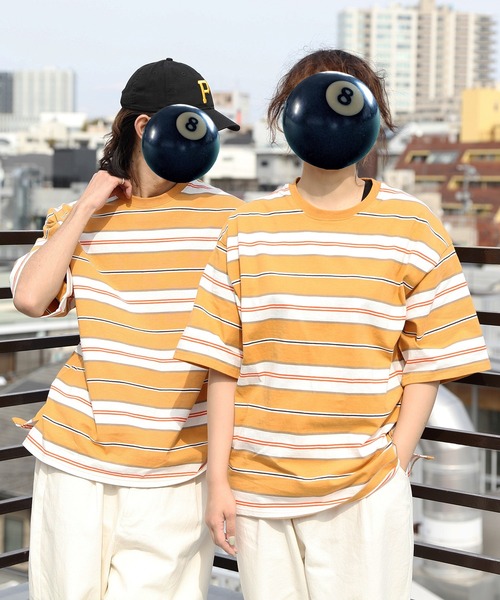 8(eight)(エイト)の「レトロボーダー半袖Tシャツ(Tシャツ/カットソー・メンズ・オフホワイト/グリーン/ブラック/グレー/マスタード・LARGE/MEDIUM)」の5枚目の写真