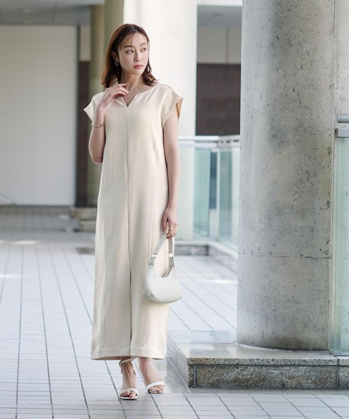 UR'S（ユアーズ）の「キーネックIラインワンピース（ワンピース・レディース・ブラック/オフホワイト・S/M/L/PS(XS－S)）」の18枚目の写真